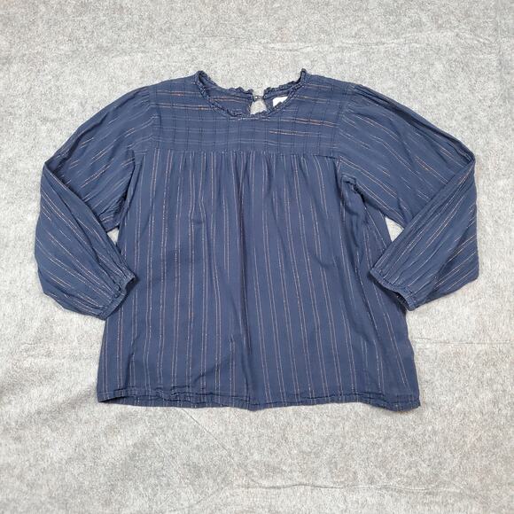 Anthropologie Top Womens Medium Reston Blouse Metallic Ruffle Cottagecore Maeve - Picture 1 of 7
